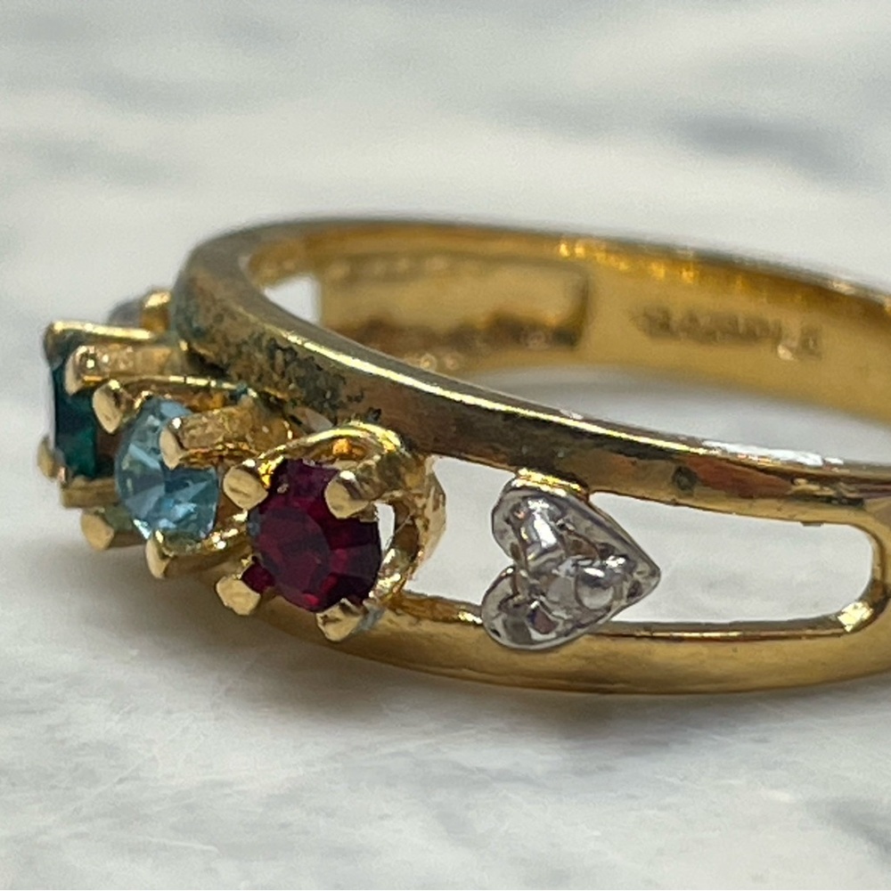 Vintage Sample Mother’s Ring Gold Plated Brass Size 6 Birthstone Style - Picture 8 of 13